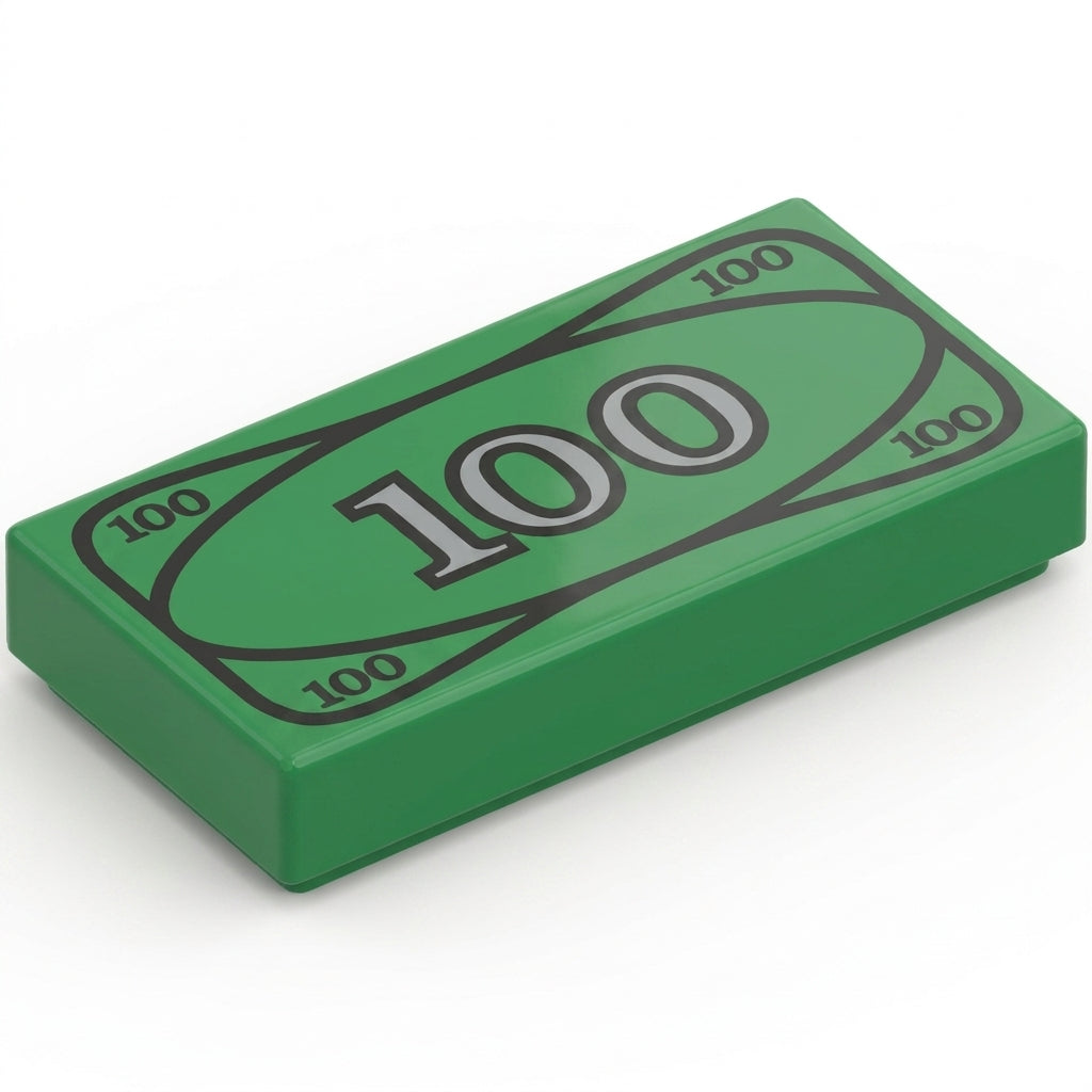 Płytka 1 x 2 z nadrukiem '100' Banknotu