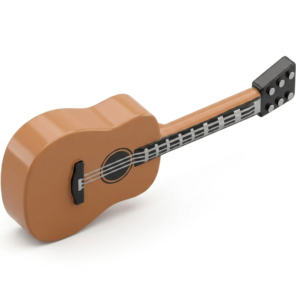 Instrument Muzyczny Gitara Akustyczna z Czarnym Gryfem i Srebrznymi Strunami Print