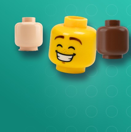 Główki minifigurek LEGO® w różnych odcieniach skóry