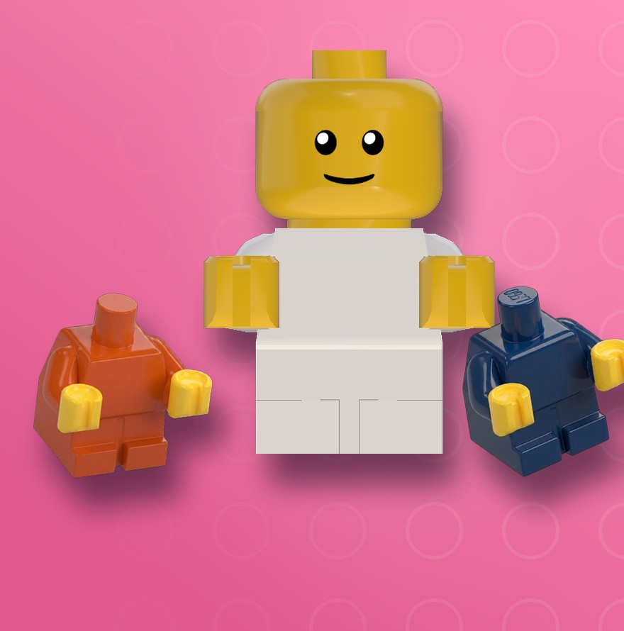 Figurka bobasa LEGO® i kolorowe tułowia