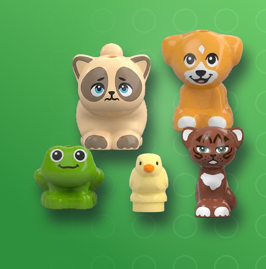 Zwierzątka LEGO®: kot, piesek, żabka, kurczaczek