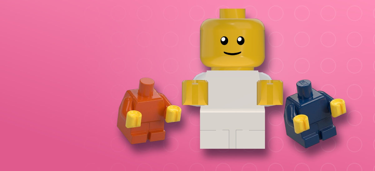 Figurka bobasa LEGO® i kolorowe tułowia