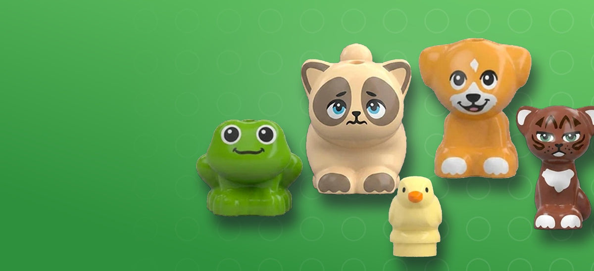 Zwierzątka LEGO®: kot, piesek, żabka, kurczaczek