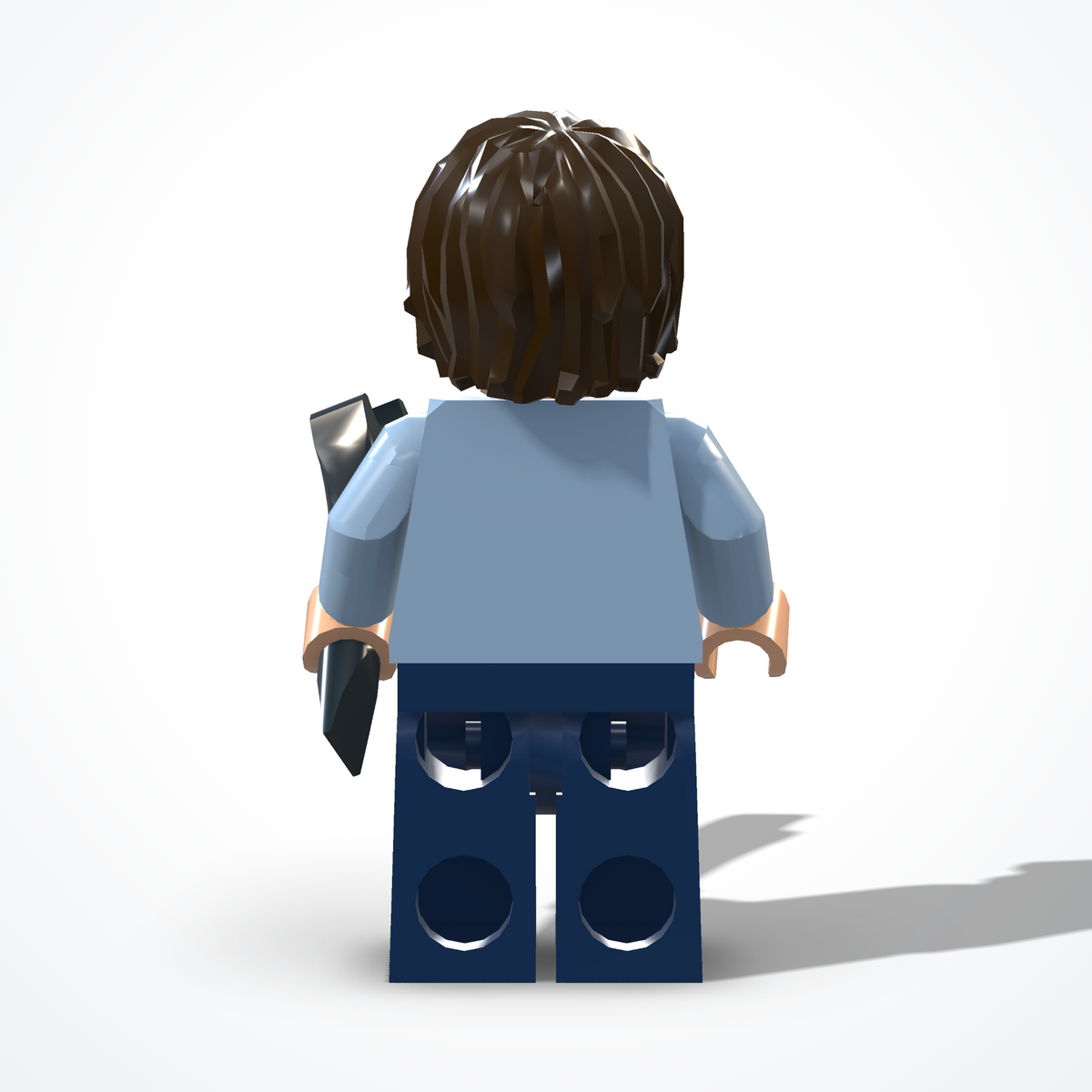 Minifigura del meccanico in mattoncini — vista posteriore