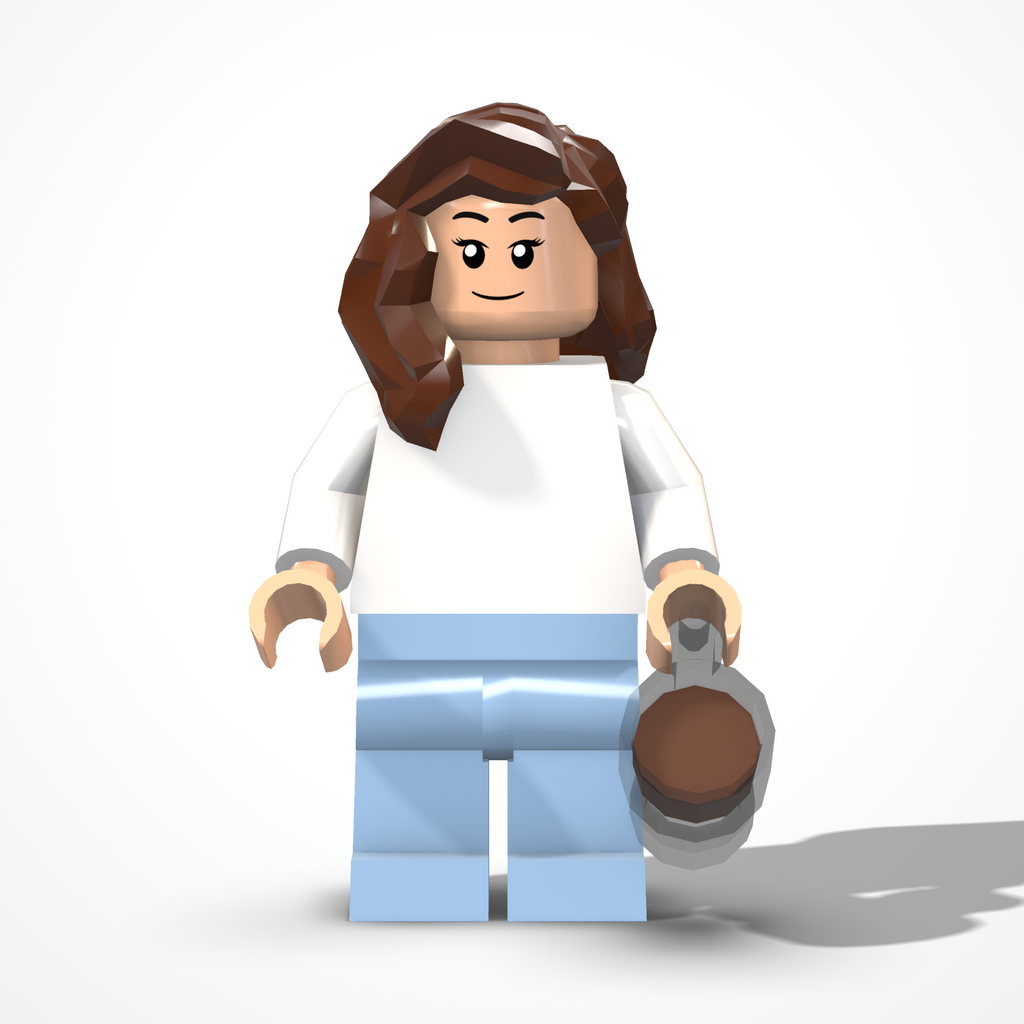 Minifigura dell'amante del caffè in mattoncini — vista frontale