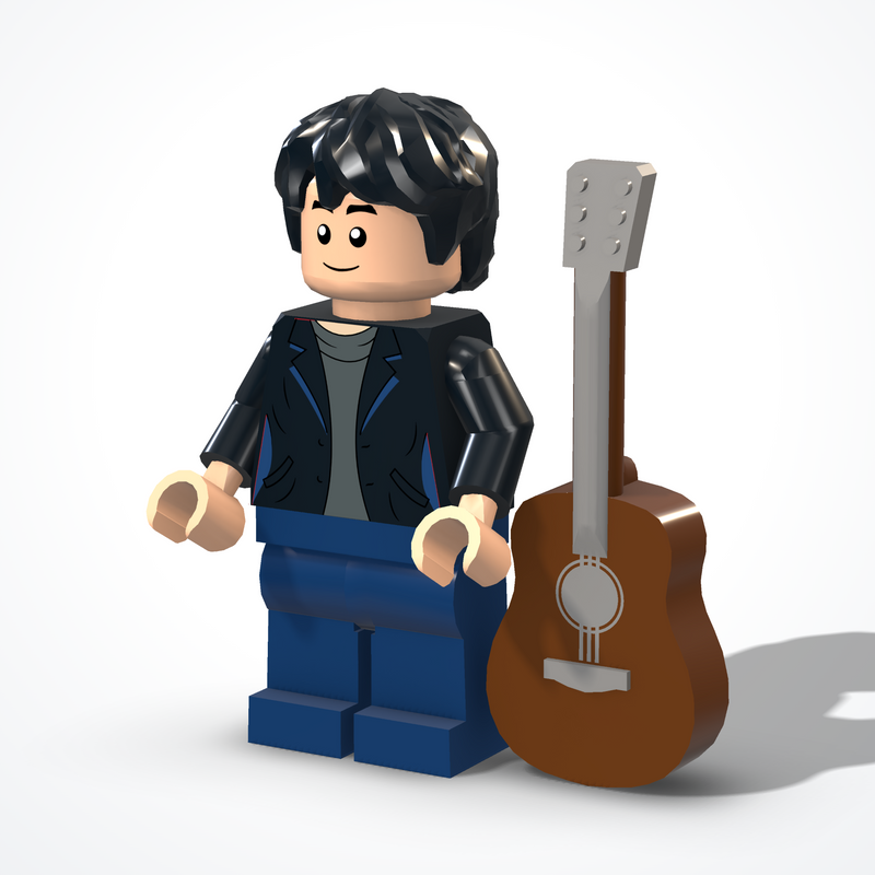 Minifigura del musicista con chitarra