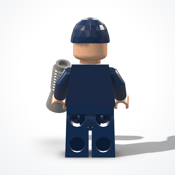 Minifigura dell'allenatore in mattoncini — vista posteriore