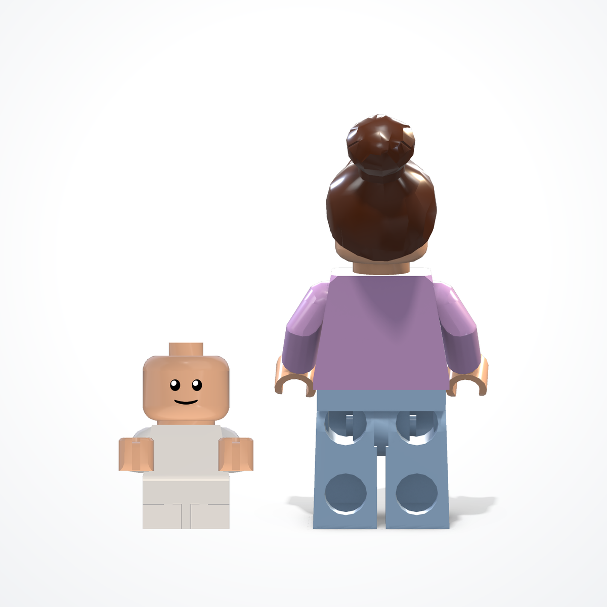 Mum and baby figures made of construction bricks — mum and baby from behind