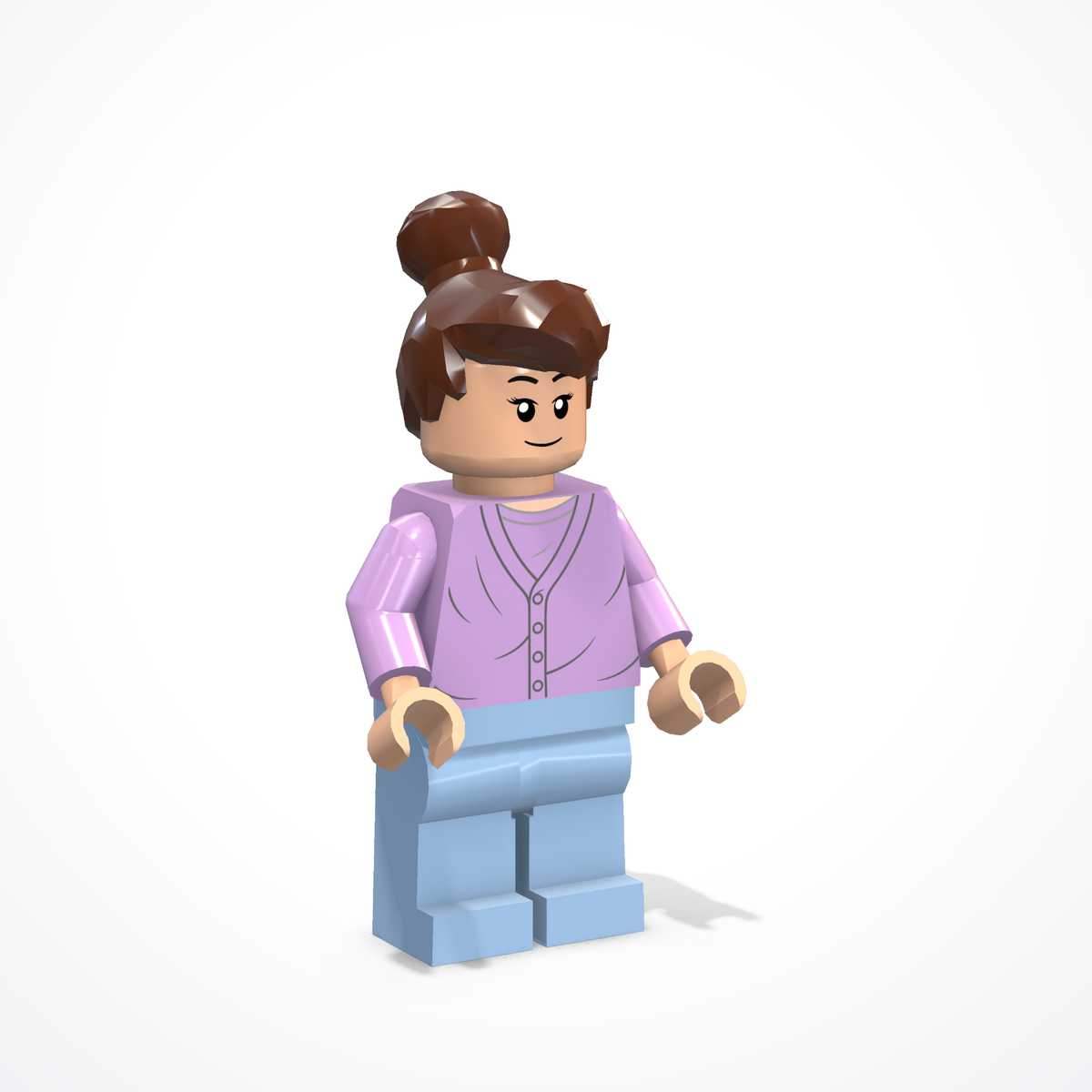 Mum and baby figures made of construction bricks — mum — ¾ view from the left
