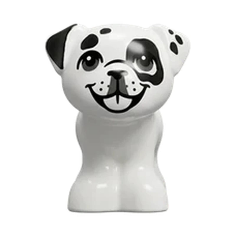 Animal, Dog, Pug - Standing with Dark Bluish Grey Spots, Eyes, Pink Tongue print