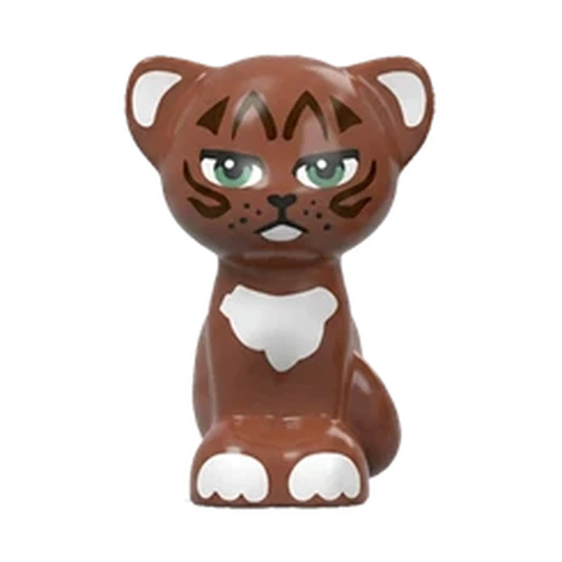 Animal, Cat, Sitting with Dark Brown Stripes, White Chest, Ears print