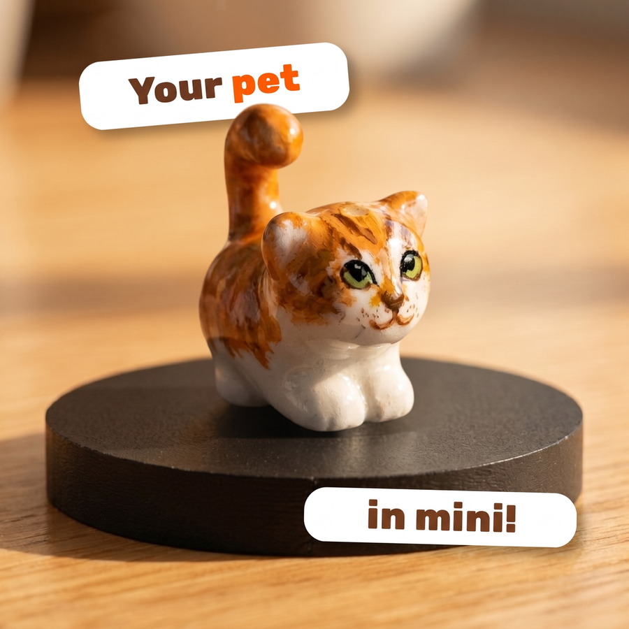 Handbemalte Katzenfigur nach Foto