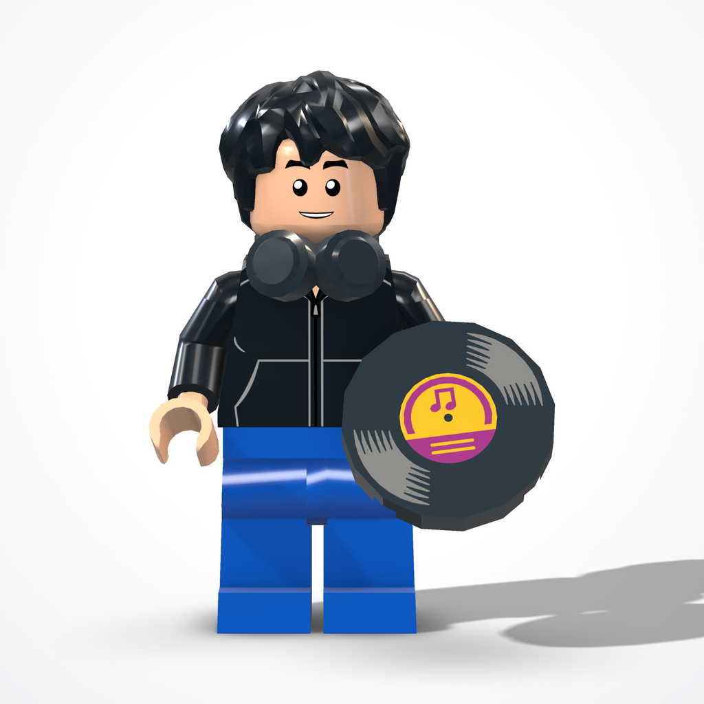 Minifigura del DJ in mattoncini — vista frontale