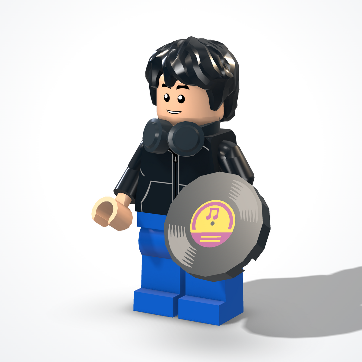 Minifigura del DJ in mattoncini — vista ¾ da destra