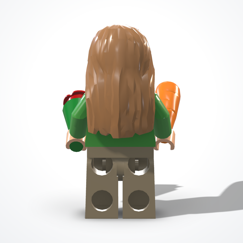 Minifigura della giardiniera in mattoncini — vista posteriore