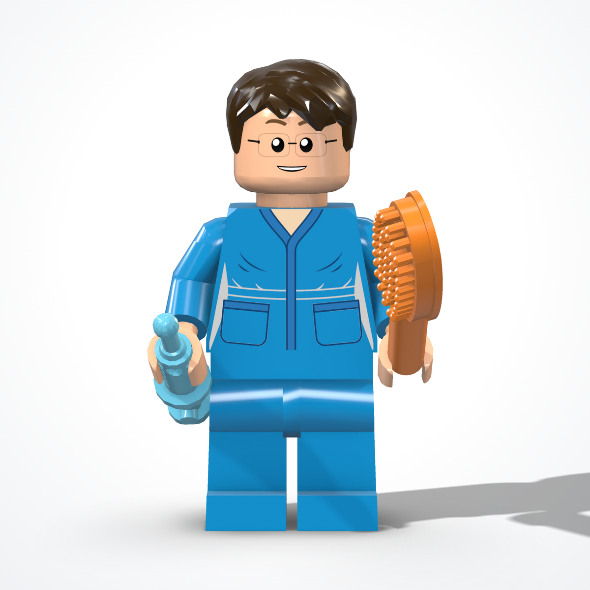 Dentist figure made of construction bricks — front view