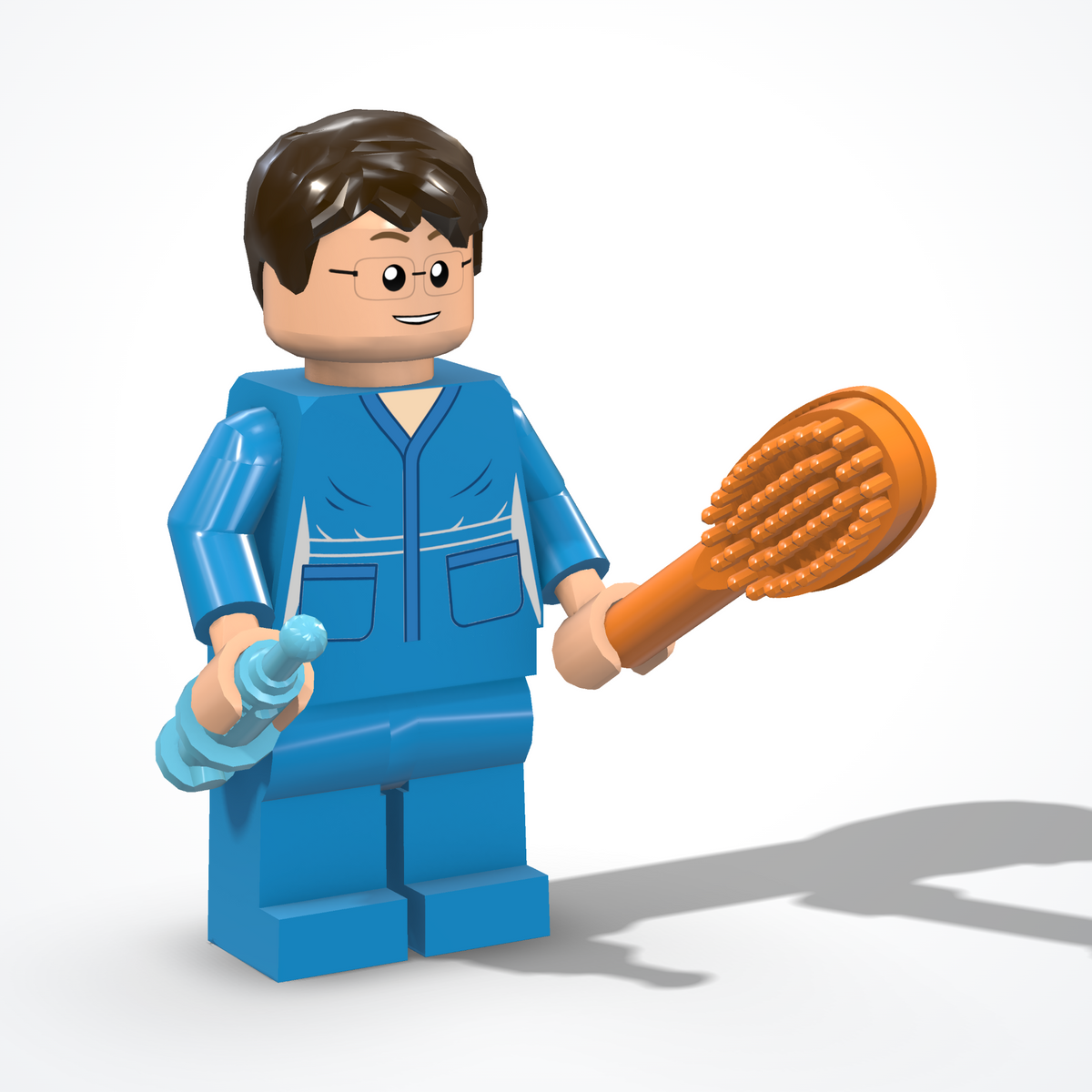 Dentist figure made of construction bricks — ¾ view from the left